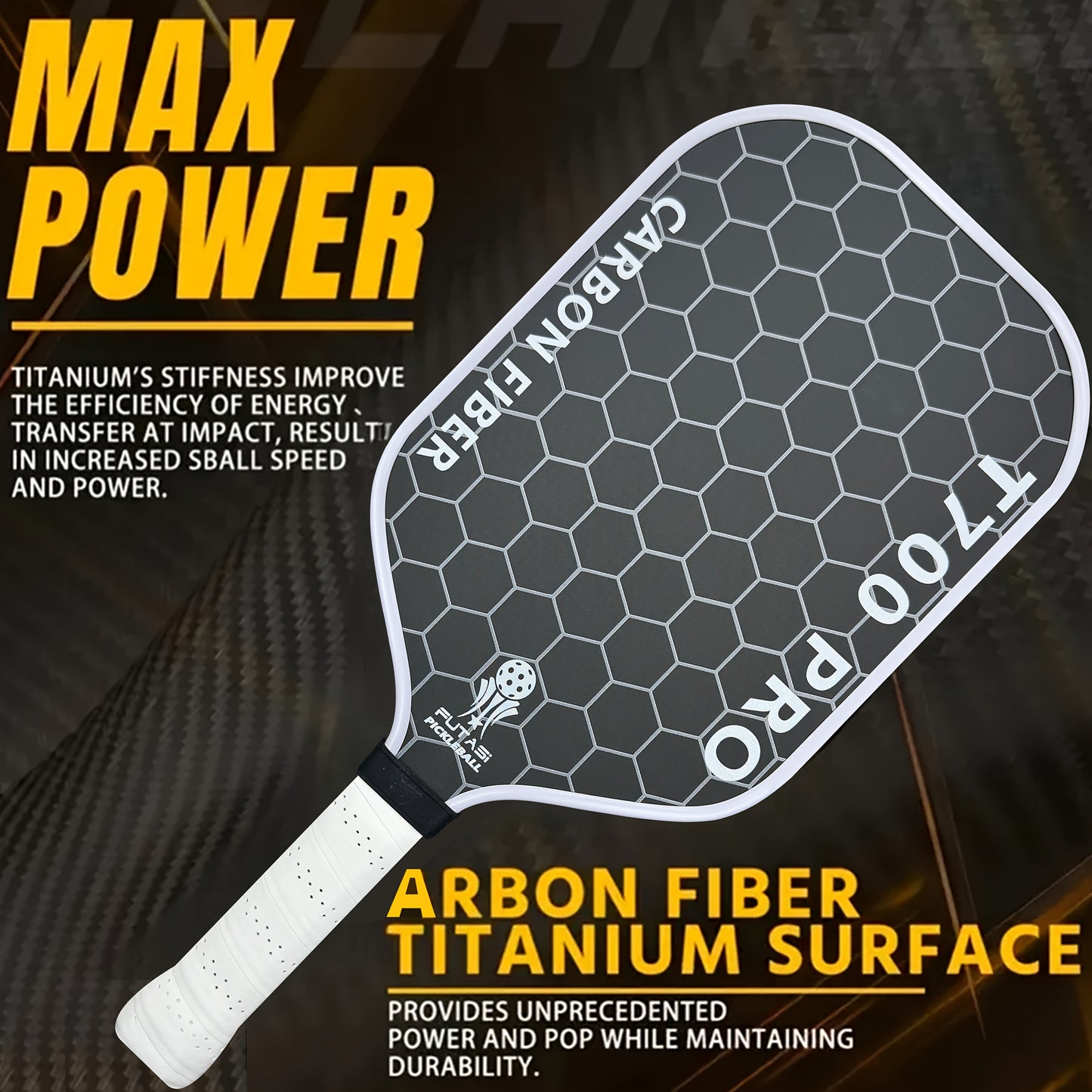 Pickleball Paddle with Rough Frosted Surface Texture for Maximum Spin and Control and Added Power - Polypropylene Honeycomb Core Pickleball Paddle 16 Thickened Pickleball Paddle