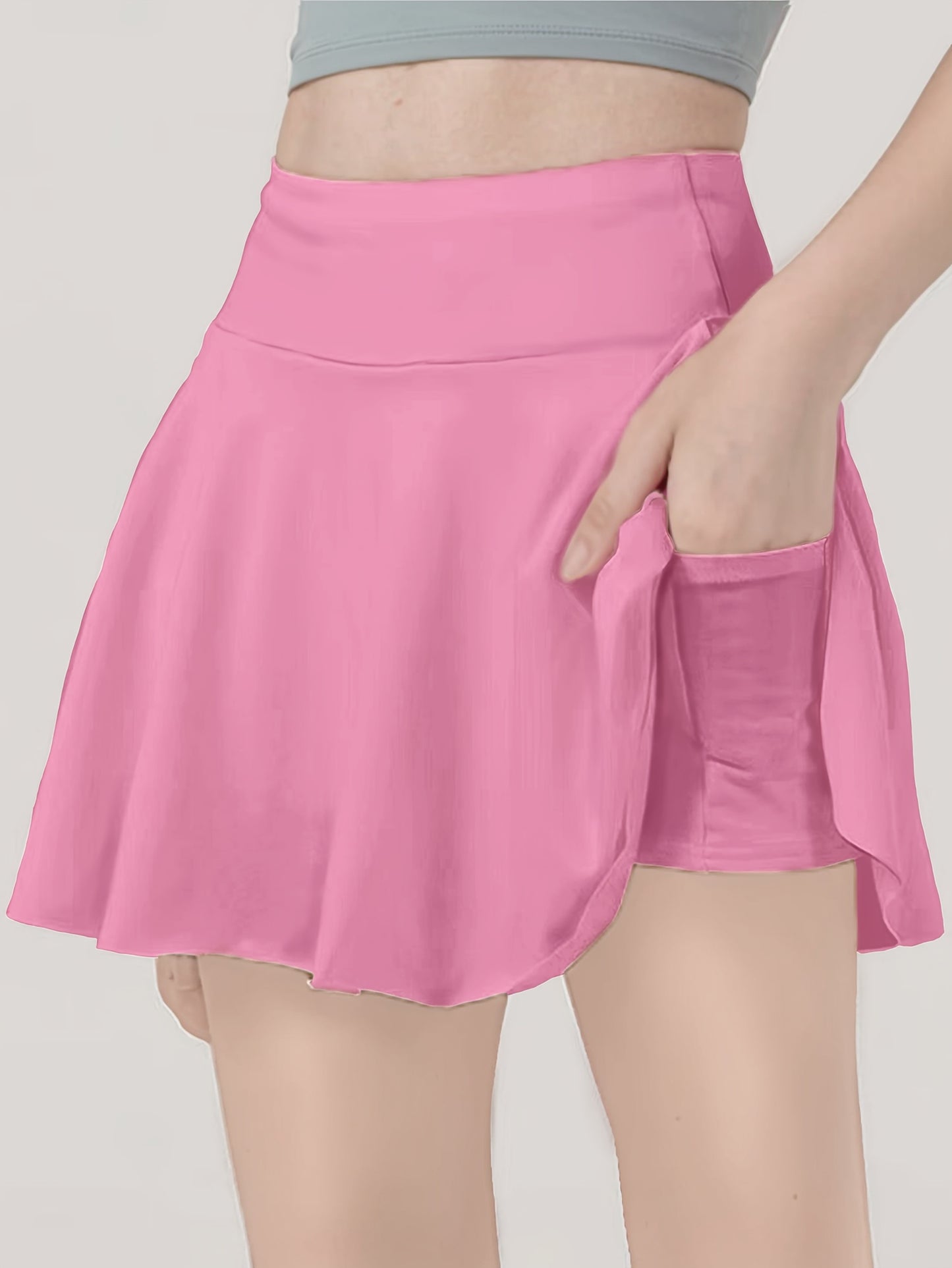 Elegant Flared Skirt | Comfortable and Breathable Short Umbrella Skirt with Built-in Pants and Pockets for Spring/Summer, Ideal for Daily Commute and Casual Sports