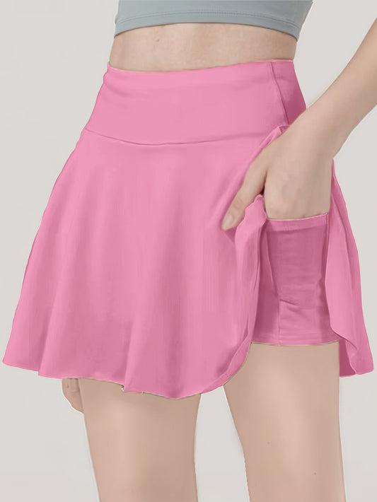 Elegant Flared Skirt | Comfortable and Breathable Short Umbrella Skirt with Built-in Pants and Pockets for Spring/Summer, Ideal for Daily Commute and Casual Sports