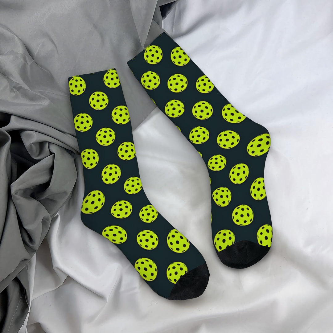 Funky Hip Hop Pickleball Socks for Men – Seamless Moisture-Wicking Cushioned Street Style Sports Socks with Humorous Pickleball Print