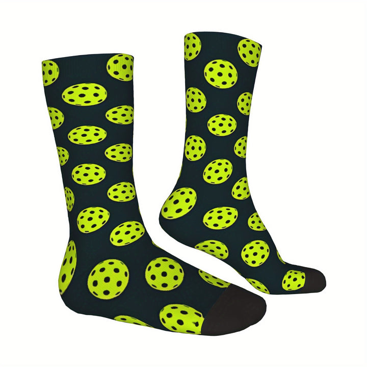 Funky Hip Hop Pickleball Socks for Men – Seamless Moisture-Wicking Cushioned Street Style Sports Socks with Humorous Pickleball Print