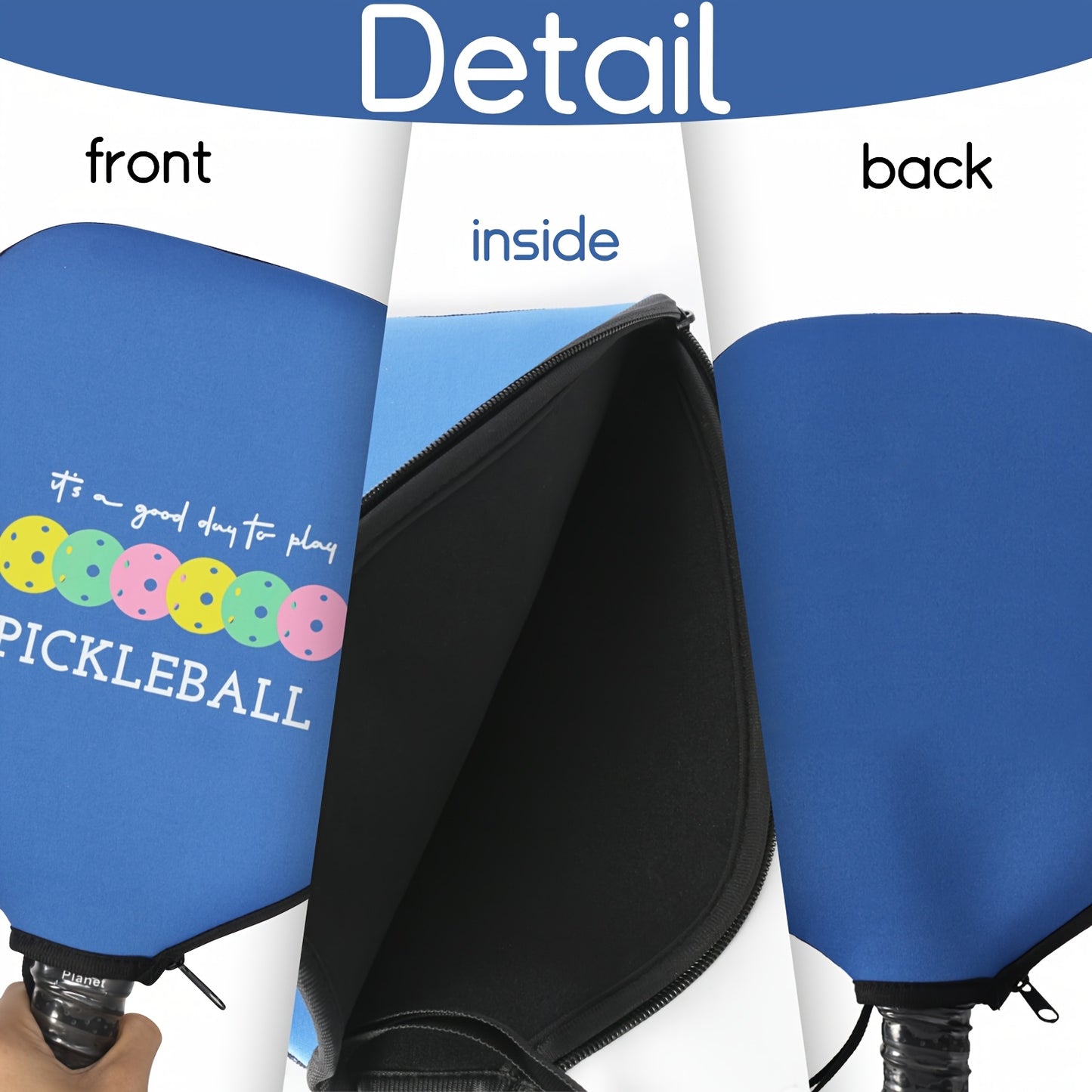 A Pickleball Paddle Cover, Durable Neoprene Paddle Cover Fits Universal 8.46 X 11.2 Inch Zippered Paddle Cover Paddle Storage Bag, Suitable for USAPA Standard Pickleball Paddles