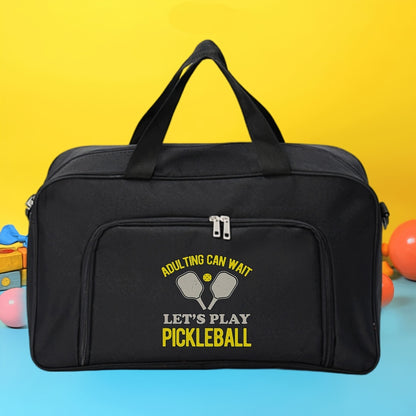 Adult Responsibilities Can Hold Off; Let'S Enjoy a Game of Pickleball. This Themed Sports Travel Bag Features a Unique Print Design, Making It Both Stylish And Practical for Storing Clothes, Toiletries, And Other Travel Essen