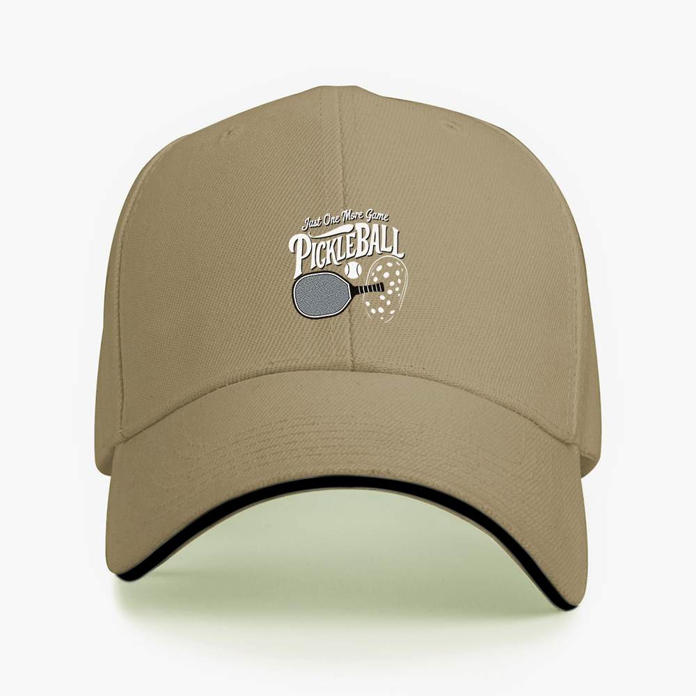 1pc "Just One More Game Pickleball" design with paddle, Printed cap, unisex, suitable for all seasons..woven fabric.