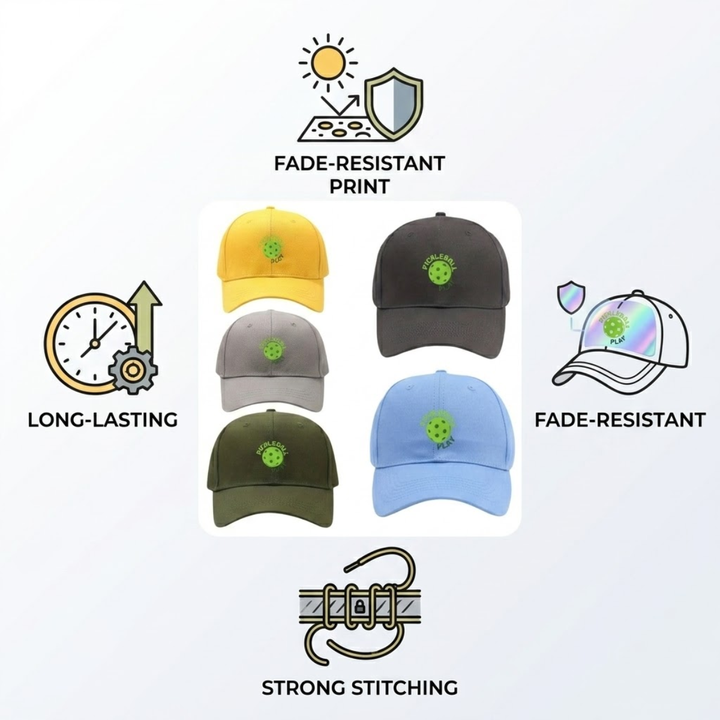 Pickleball Play Snapback Cap - Unisex Adjustable Flat Brim Breathable Sports Hat, Casual Outdoor Gift for Men Women