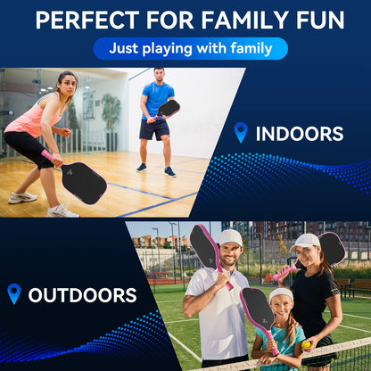 Pickleball Paddles Set Of 2, T700 Carbon Fiber Pickleball Paddles W/Carbon Abrasion Surface & 16mm Honeycomb Core for Ultimate Spin, Power & Control, Ideal for Men, Women, Novice, Intermediate & All Levels