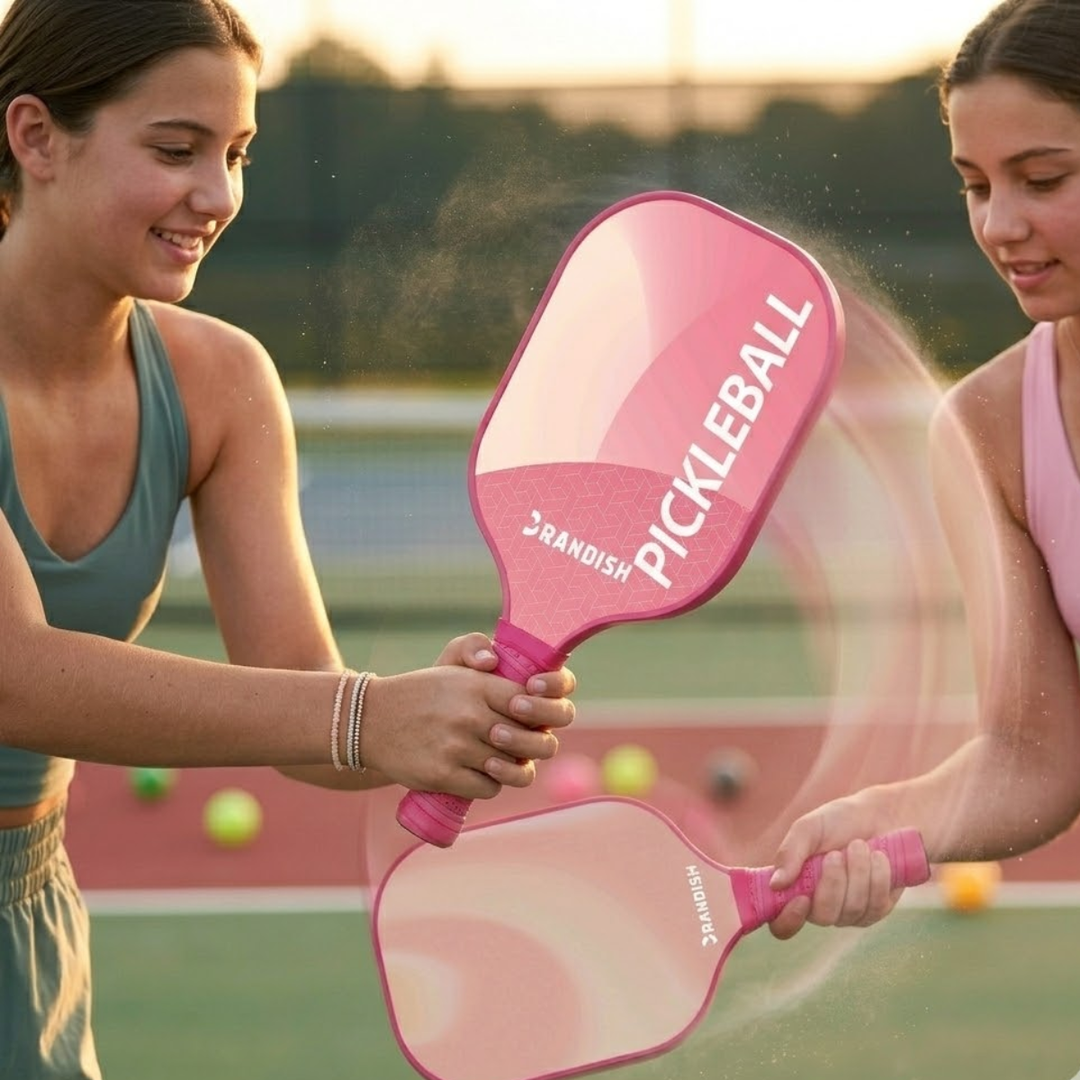 Modern 1 Fiber Pickleball Paddle - Pink Cold Pressed PP Honeycomb Core Lightweight Youth, Unisex Spin Control Paddle