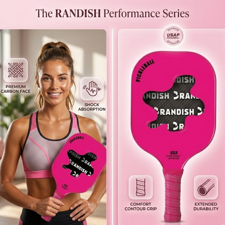 Modern 1 Fiber Pickleball Paddle - Pink Cold Pressed PP Honeycomb Core Lightweight Youth, Unisex Spin Control Paddle