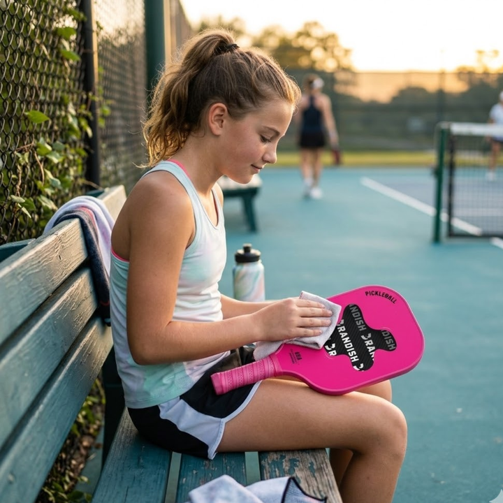 Modern 1 Fiber Pickleball Paddle - Pink Cold Pressed PP Honeycomb Core Lightweight Youth, Unisex Spin Control Paddle