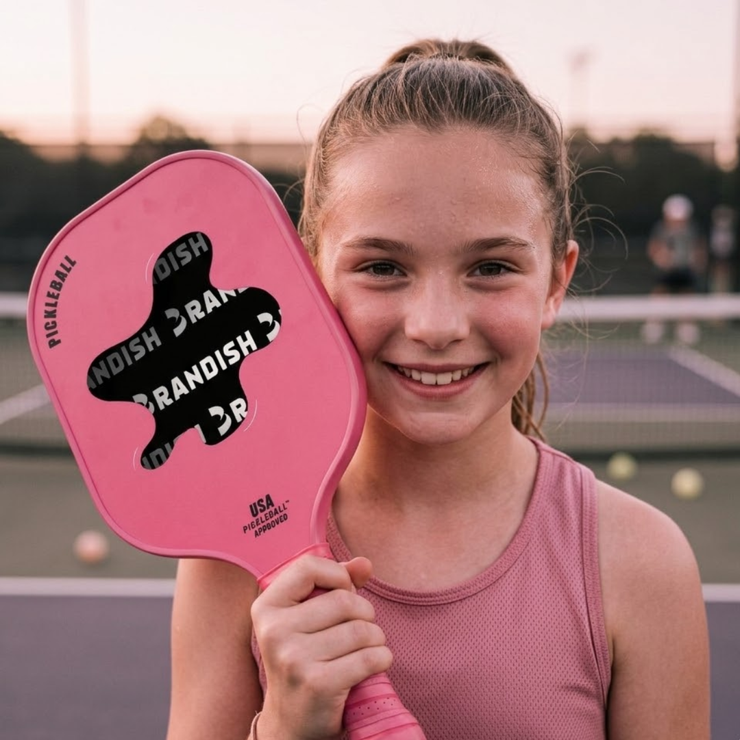 Modern 1 Fiber Pickleball Paddle - Pink Cold Pressed PP Honeycomb Core Lightweight Youth, Unisex Spin Control Paddle