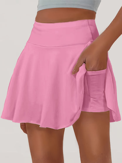 Elegant Flared Skirt | Comfortable and Breathable Short Umbrella Skirt with Built-in Pants and Pockets for Spring/Summer, Ideal for Daily Commute and Casual Sports