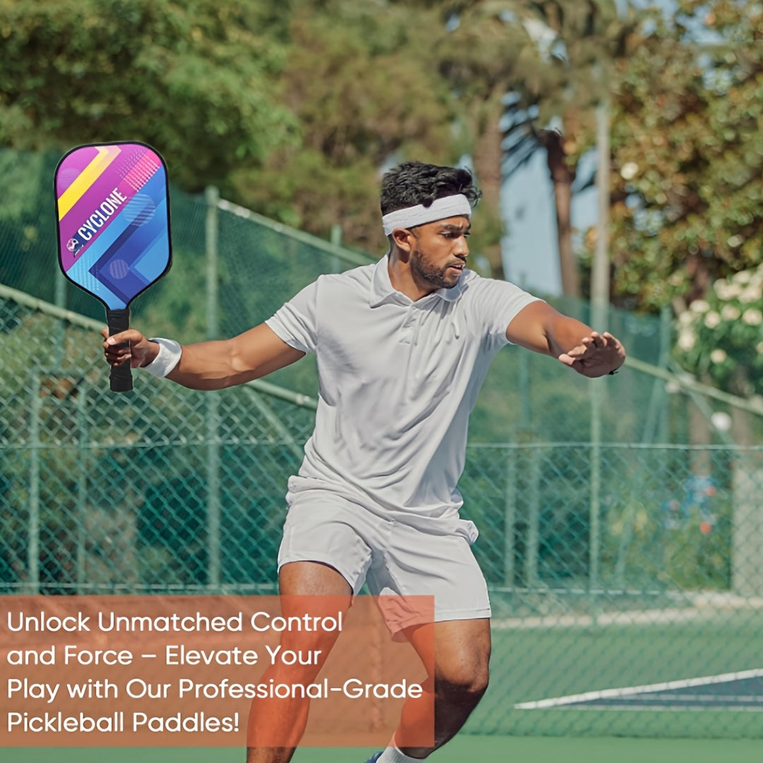 2-Pack Fiberglass Pickleball Paddle Set with 4 Balls &amp; Carry Bag – Lightweight Rackets set with Honeycomb Core for All Skill Levels