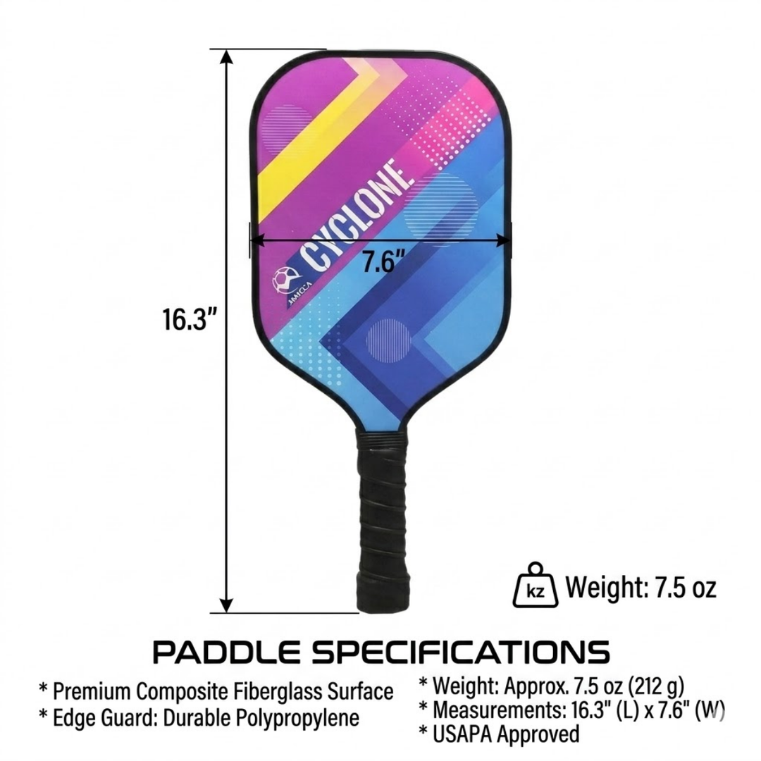 2-Pack Fiberglass Pickleball Paddle Set with 4 Balls &amp; Carry Bag – Lightweight Rackets set with Honeycomb Core for All Skill Levels