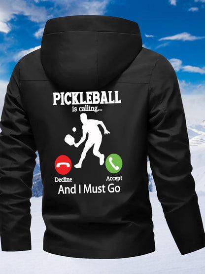 New Couple'S Windbreaker with Pickleball Print, All-Weather Windproof Outdoor Climbing Jacket for Men And Women