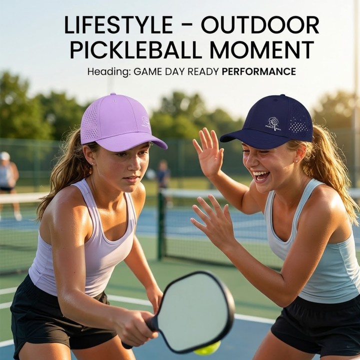 Pickleball Paddle &amp; Ball Graphic Baseball Cap 6 Panel Mesh Breathable Adjustable Strap Sports Hat Unisex 10 Colors