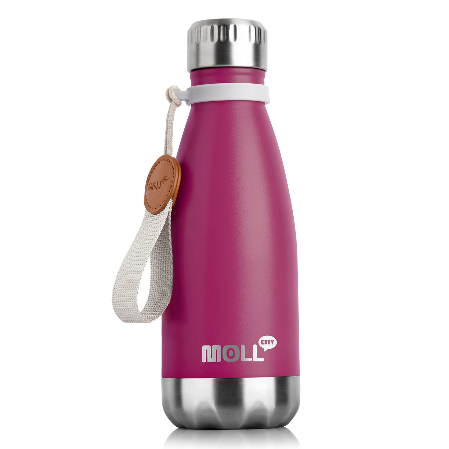 1pc Mollcity 9oz/266ml Stainless Steel Water Bottle - Vacuum Insulated, Leak-Proof, Double-Wall Insulated with Carry Strap, 24H Cold & 12H Hot, Lightweight & Durable for School, Sports, Travel, Outdoor, Gym