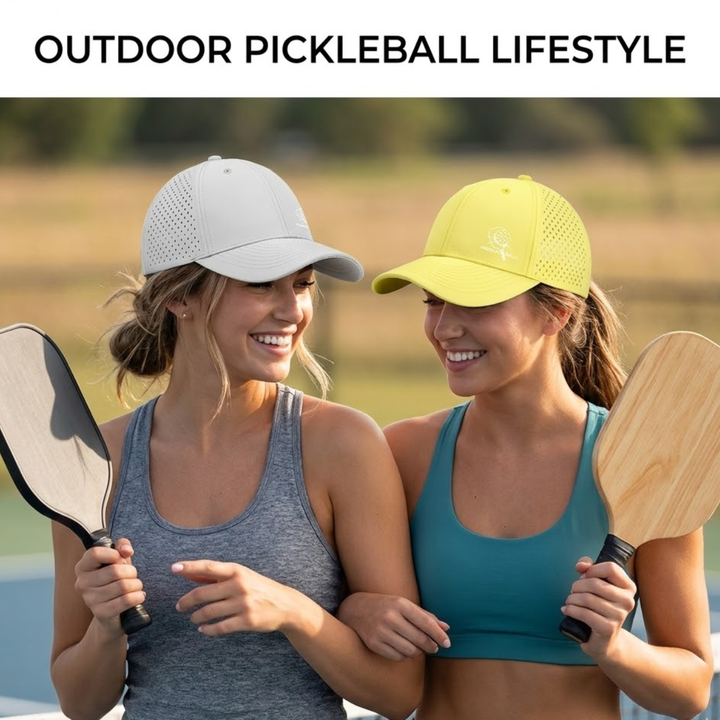 Pickleball Paddle &amp; Ball Graphic Baseball Cap 6 Panel Mesh Breathable Adjustable Strap Sports Hat Unisex 10 Colors