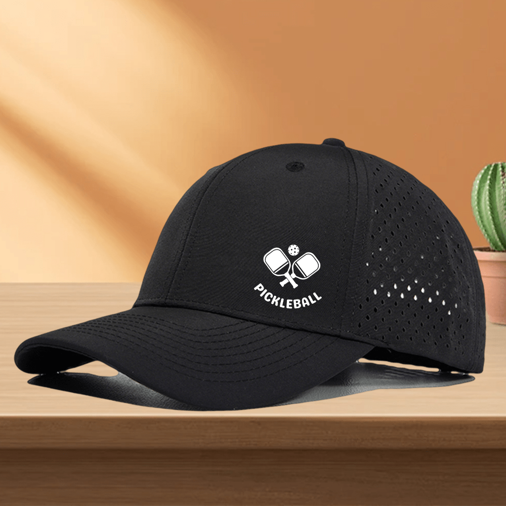 1pc of Quick-Drying Golf Cap Featuring a Perforated Mesh Design, Available in a 'RACKET & PICKLEBALL' Pattern Print Trucker Hat with 10 Color Options