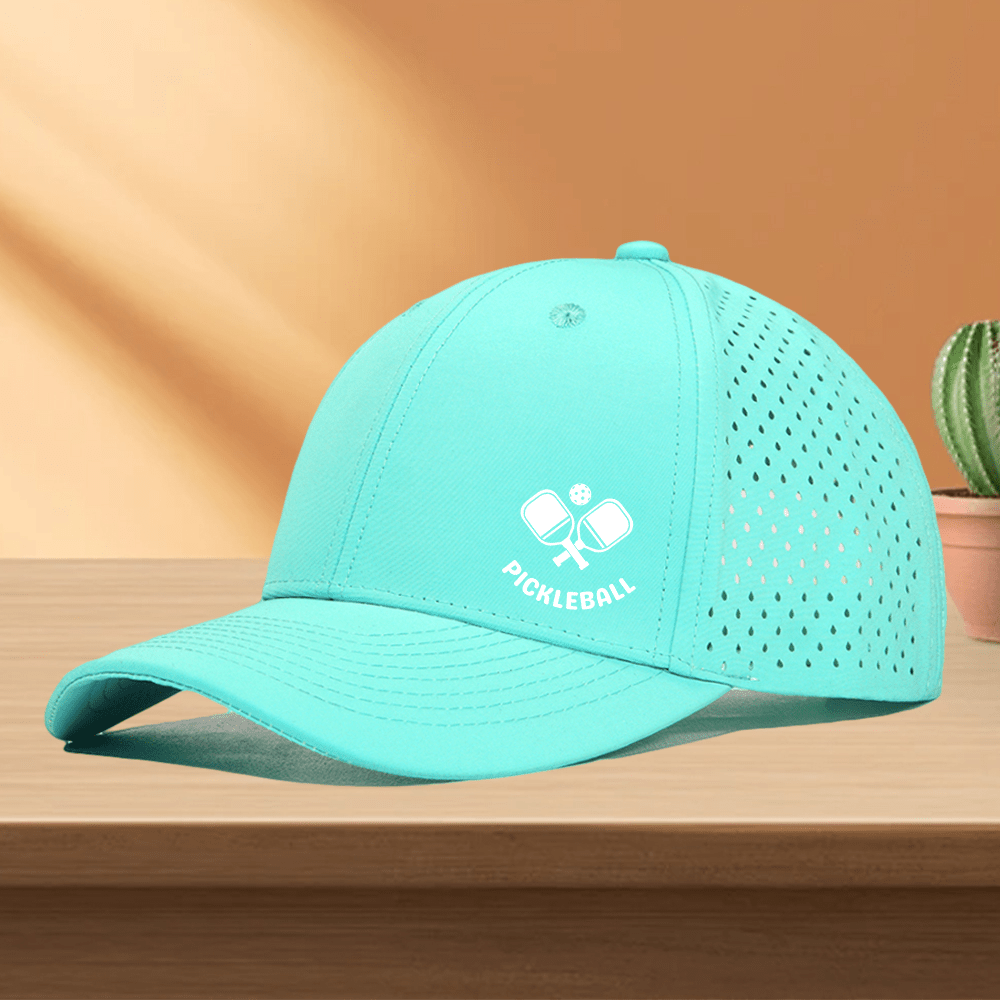 1pc of Quick-Drying Golf Cap Featuring a Perforated Mesh Design, Available in a 'RACKET & PICKLEBALL' Pattern Print Trucker Hat with 10 Color Options