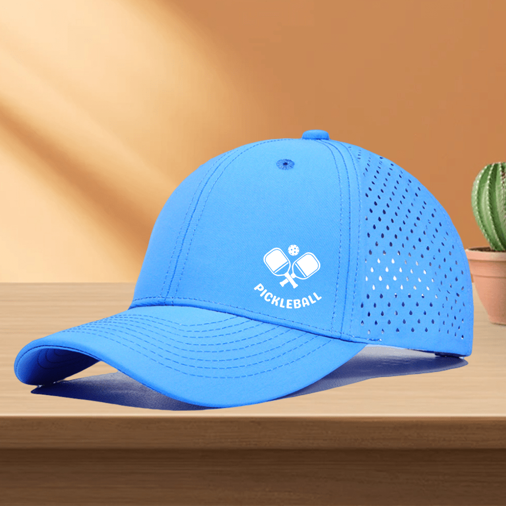 1pc of Quick-Drying Golf Cap Featuring a Perforated Mesh Design, Available in a 'RACKET & PICKLEBALL' Pattern Print Trucker Hat with 10 Color Options