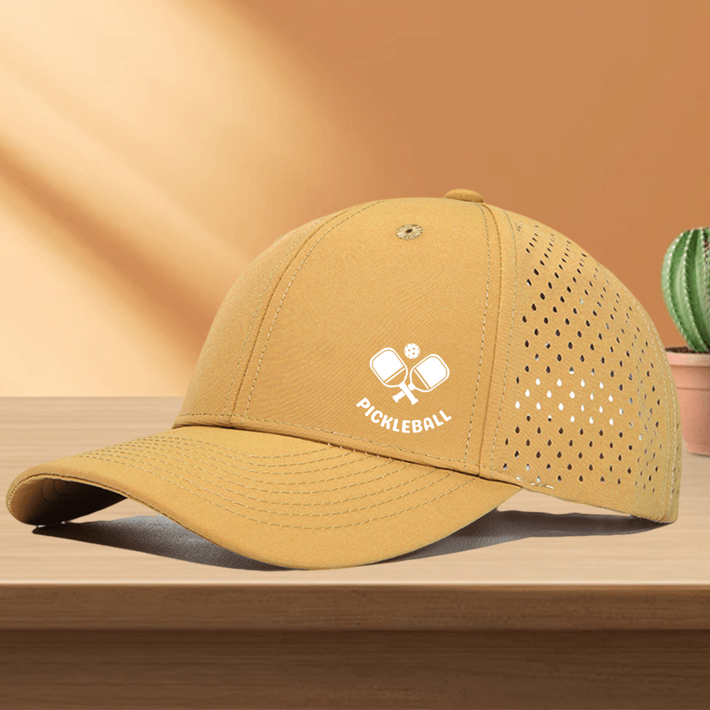 1pc of Quick-Drying Golf Cap Featuring a Perforated Mesh Design, Available in a 'RACKET & PICKLEBALL' Pattern Print Trucker Hat with 10 Color Options
