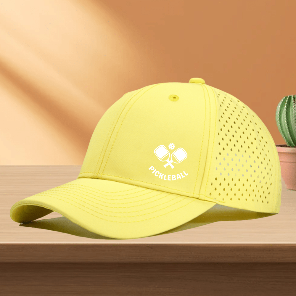 1pc of Quick-Drying Golf Cap Featuring a Perforated Mesh Design, Available in a 'RACKET & PICKLEBALL' Pattern Print Trucker Hat with 10 Color Options