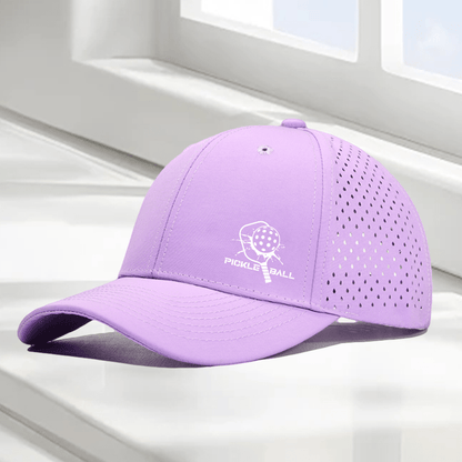 1pc "Pickleball Paddle & PICKLE BALL" Graphic 6-Panel High Quality Baseball Cap, Laser-Cut Breathable Mesh Dad Hat, Available in 10 Colors