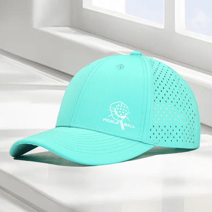 1pc "Pickleball Paddle & PICKLE BALL" Graphic 6-Panel High Quality Baseball Cap, Laser-Cut Breathable Mesh Dad Hat, Available in 10 Colors