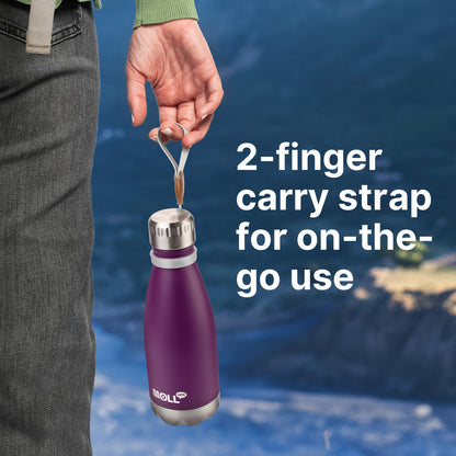 1pc Mollcity 9oz/266ml Stainless Steel Water Bottle - Vacuum Insulated, Leak-Proof, Double-Wall Insulated with Carry Strap, 24H Cold & 12H Hot, Lightweight & Durable for School, Sports, Travel, Outdoor, Gym