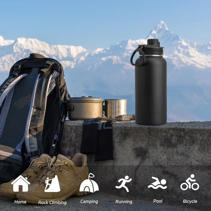 32oz Insulated Water Bottle with Straw, Leak-Proof Stainless Steel Double-Wall Flask – Hot 12H Cold 24H Gym Travel Sports Hydration Bottle