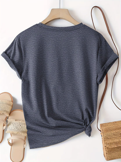 Fashion Printed Women'S Short Sleeve T-Shirt | "Pickleball And Dog" English Letter Print, Lightweight, Cute, Easy Elegant Retro Casual Versatile Korean Style Top, Crew Neck, All Season, Vacation Beach Holiday Sports Women'S A