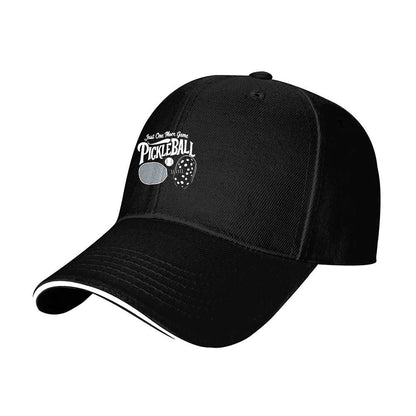 1pc "Just One More Game Pickleball" design with paddle, Printed cap, unisex, suitable for all seasons..woven fabric.