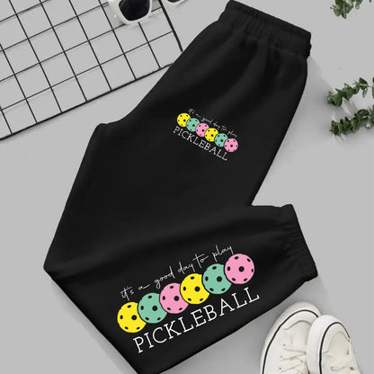 A Cute Pickleball Sweatshirt, Sporty Print Sweatshirt, Pickleball Gift, Athletic Pants, Women's Pickleball Sweatshirt, Women's Gift, Sporty Set Pattern Printed -lined Sweatpants, Women's -lined Sweatpants, Casual Athletic Swe