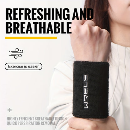 1pc-2pcs WRELS Unisex Sports Wristbands - Windproof Anti-Perspirant Sweat-Wicking with Wool Loops, Flexible Lightweight Breathable & Absorbent for Fitness, Basketball, Gym, Outdoor Activities (Grey/Black), Gym Accessories | M