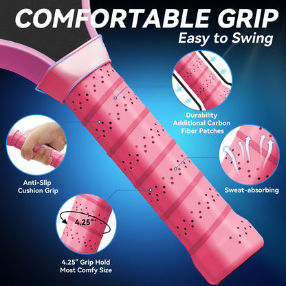 Pickleball Paddles Set Of 2, T700 Carbon Fiber Pickleball Paddles W/Carbon Abrasion Surface & 16mm Honeycomb Core for Ultimate Spin, Power & Control, Ideal for Men, Women, Novice, Intermediate & All Levels