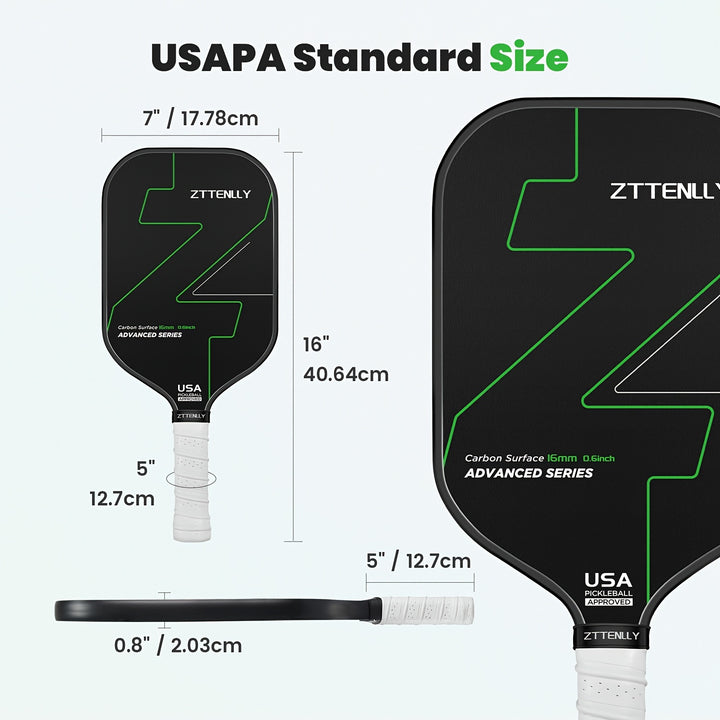 USAPA Approved Carbon Fiber Pickleball Paddle – 16mm Honeycomb Core, Lightweight 7.5–8oz, Ergonomic Grip, Wide Sweet Spot, Ideal Gift for All Players