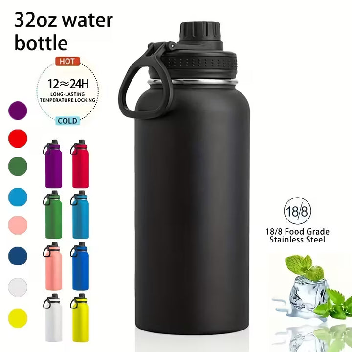 32oz Insulated Water Bottle with Straw, Leak-Proof Stainless Steel Double-Wall Flask – Hot 12H Cold 24H Gym Travel Sports Hydration Bottle