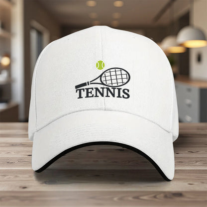 1pc, Adjustable Sandwich Baseball Cap with "Tennis" Print, Lightweight Printed Women's Hat, "Tennis Match" Men's Sun Hat, Ideal Gift for Sports, Parties, and Birthdays