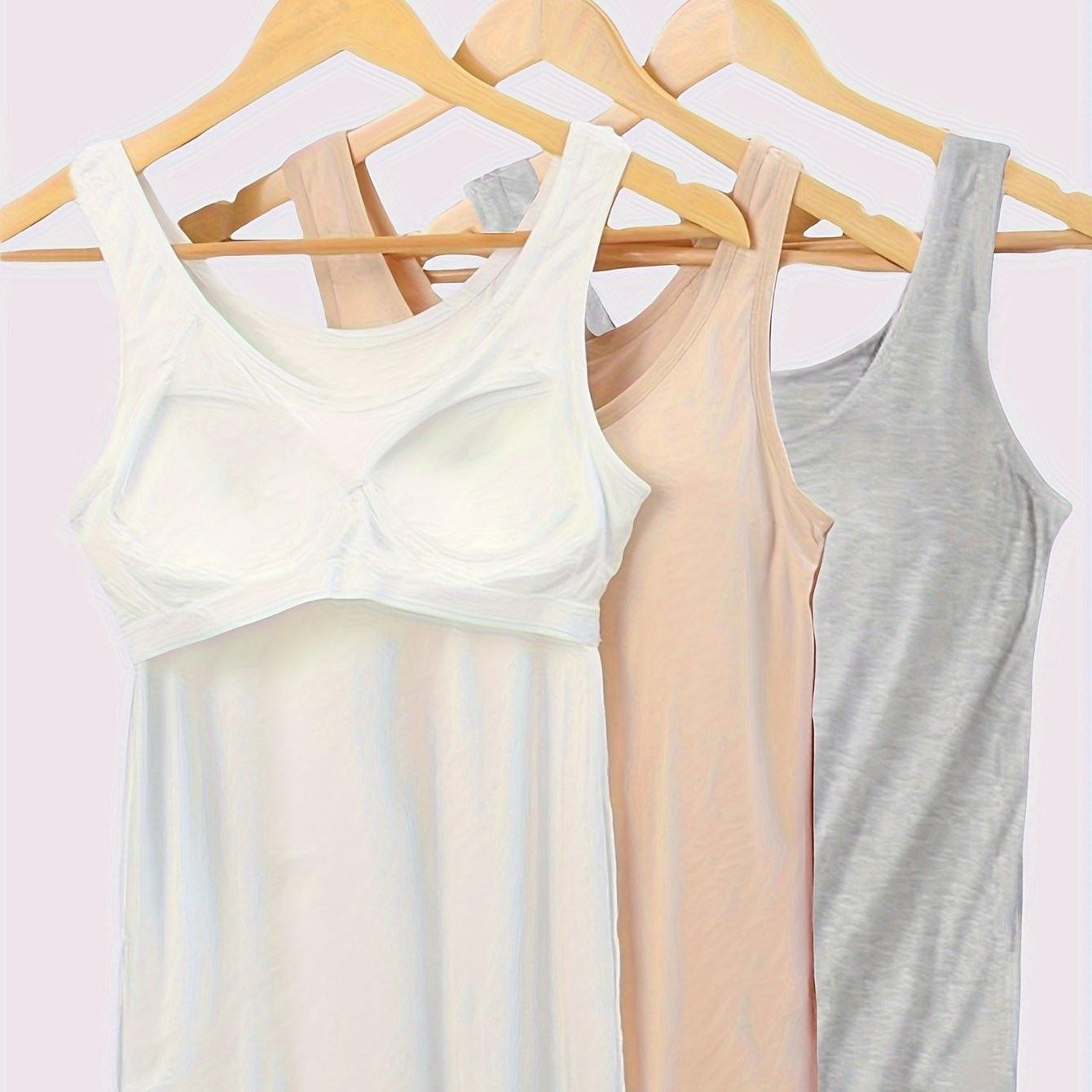 3pcs Set Women's Comfortable Wide Strap Sports Tank Tops with Built-in Pads, No Bra Needed, Simple and Fashionable, Can Be Worn as Innerwear or Outerwear