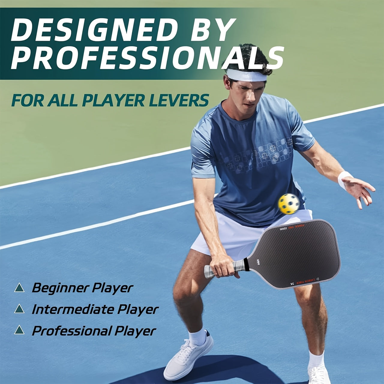 1 Carbon Fiber T700 Fabric Texture Pickleball Paddle | 16mm Roughness, High Friction, Cold Pressed, USA Approved