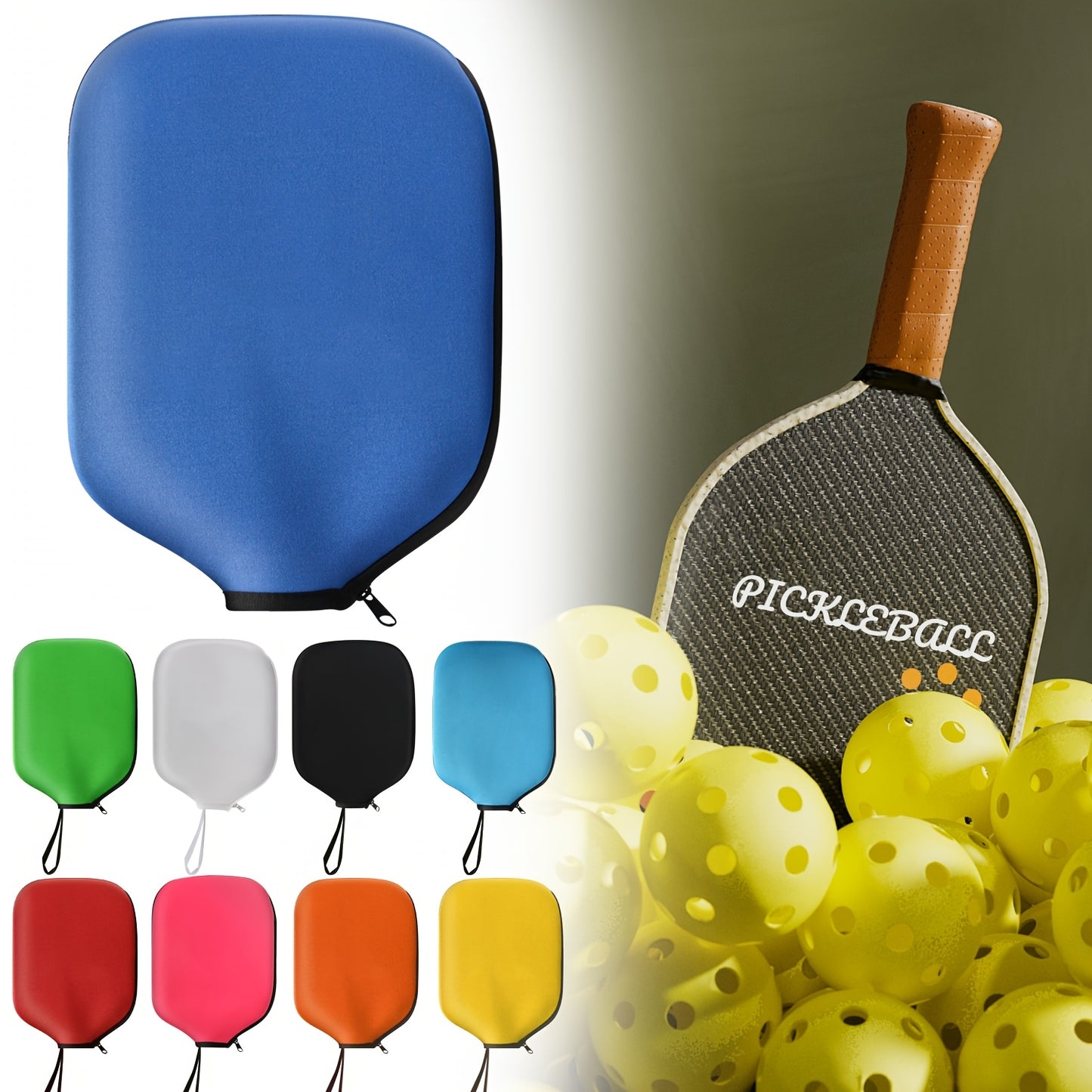 A Pickleball Paddle Cover, Durable Neoprene Paddle Cover Fits Universal 8.46 X 11.2 Inch Zippered Paddle Cover Paddle Storage Bag, Suitable for USAPA Standard Pickleball Paddles