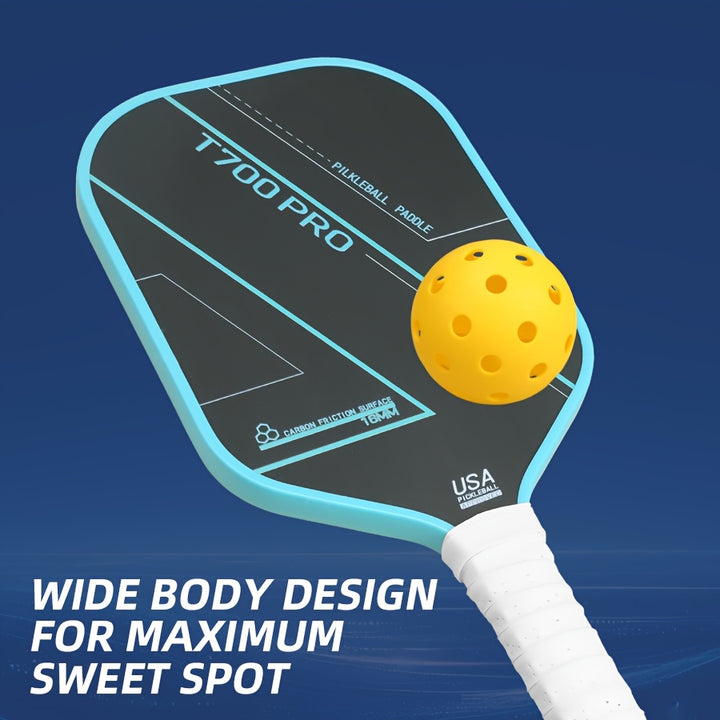 T700 Carbon Fiber Pickleball Paddle – Matte Surface Lightweight Wide Body Paddle with Honeycomb Core for Beginners, Training &amp; Competitive Play