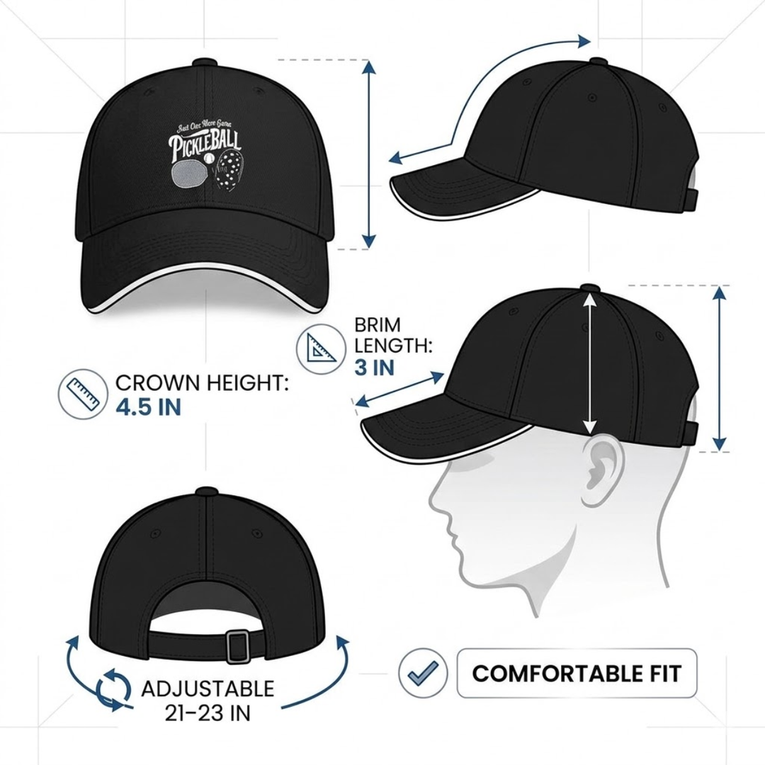 Stylish All-Season Design "Just One More Game" Pickleball Cap - Unisex Adjustable Baseball Cap, Breathable Outdoor Sports Hat for Men Women