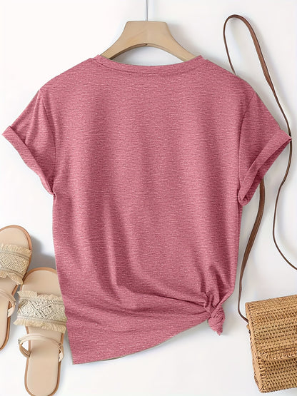 Women's Pickleball & Dogs Print T-Shirt - Lightweight Short Sleeve Casual Round Neck Top with "Paddle Love & Dog Moms" Slogan Suitable for Pickleball Tournaments, Beach Days, Casual Attire - Machine Washable Summer Apparel