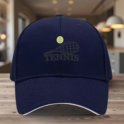 1pc, Adjustable Sandwich Baseball Cap with "Tennis" Print, Lightweight Printed Women's Hat, "Tennis Match" Men's Sun Hat, Ideal Gift for Sports, Parties, and Birthdays