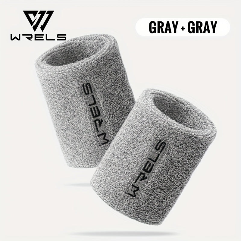 1pc-2pcs WRELS Unisex Sports Wristbands - Windproof Anti-Perspirant Sweat-Wicking with Wool Loops, Flexible Lightweight Breathable & Absorbent for Fitness, Basketball, Gym, Outdoor Activities (Grey/Black), Gym Accessories | M
