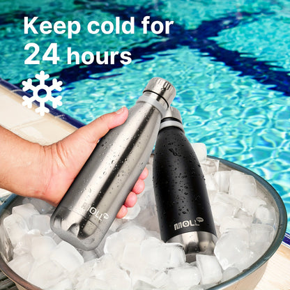 1pc Mollcity 9oz/266ml Stainless Steel Water Bottle - Vacuum Insulated, Leak-Proof, Double-Wall Insulated with Carry Strap, 24H Cold & 12H Hot, Lightweight & Durable for School, Sports, Travel, Outdoor, Gym