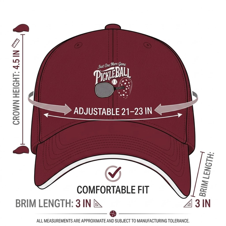 Stylish All-Season Design "Just One More Game" Pickleball Cap - Unisex Adjustable Baseball Cap, Breathable Outdoor Sports Hat for Men Women