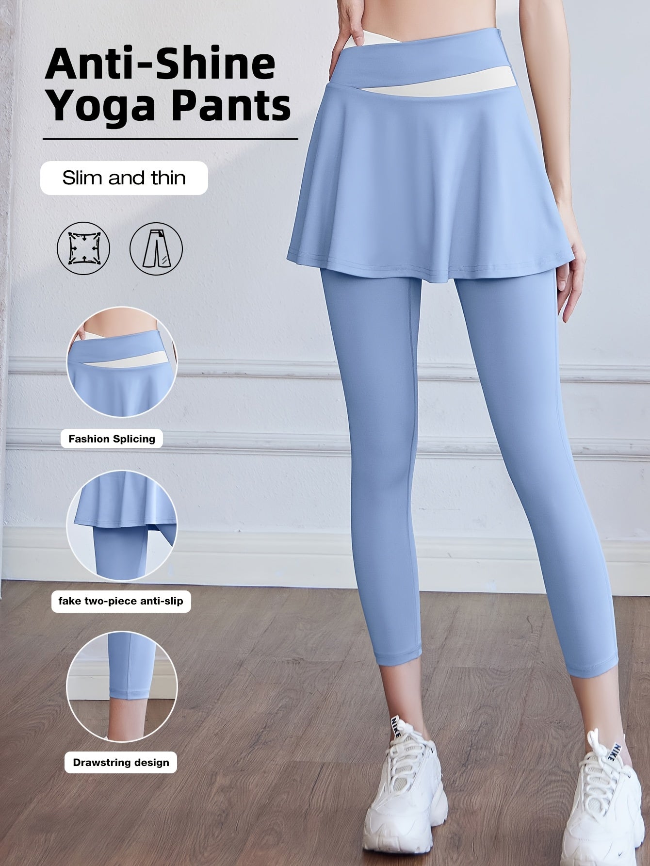 Women's Sports Skirt with Leggings Colorblocked Design for Running Golf and Gym