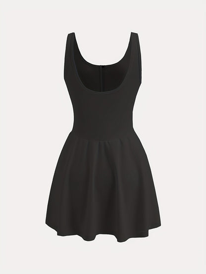 Women's Anti-See-Through Base Layer Sports Dress, New Summer Outdoor Running Fitness Tennis Skirt, Slim-Fit Women's Backless Spring/Summer Tennis/Badminton Fitness Anti-See-Through Zippered Yoga Dress, Pink Side Pocket 2-in-1